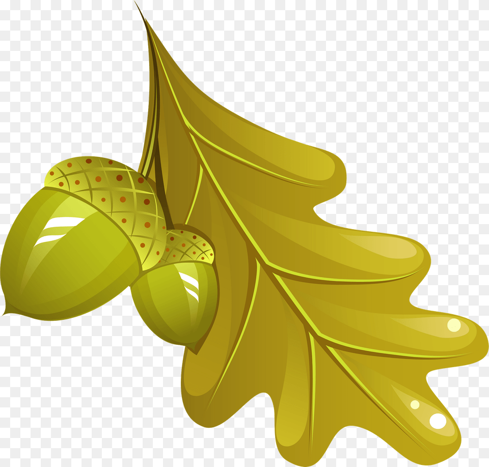 Oak Leaf And Acorn Clipart, Food, Grain, Nut, Plant Png Image