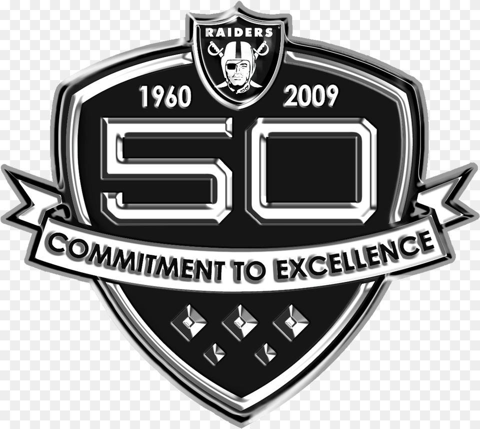 Oakland Raiders Download Raiders 50th Anniversary Patch, Logo, Badge, Symbol, Wristwatch Png