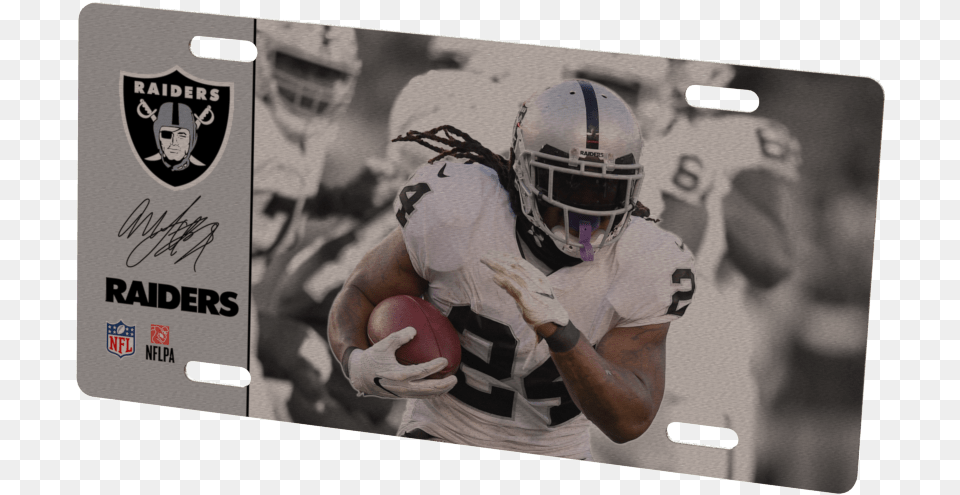 Oakland Raiders Marshawn Lynch Metal Photo Oakland Raiders, American Football, Playing American Football, Person, Helmet Free Png