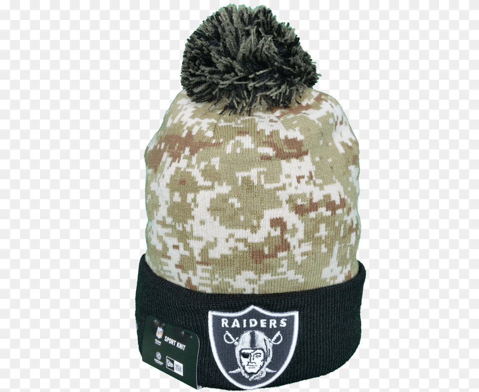 Oakland Raiders Salute To Service Sideline Pom Toque Oakland Raiders, Beanie, Cap, Clothing, Hat Free Png Download