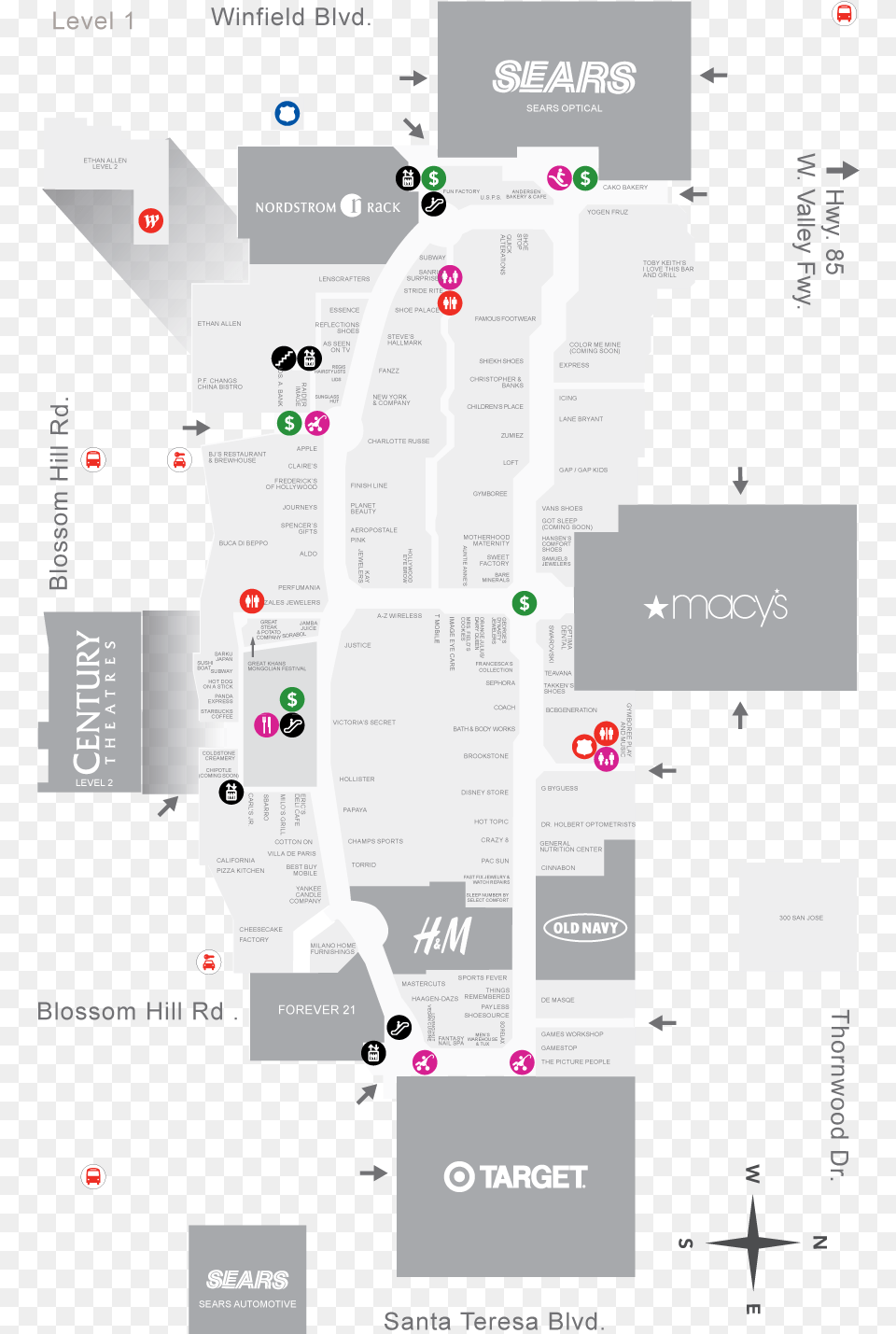 Oakridge Stores Mall Map San Jose Ca Download Oakridge Mall Map, Chart, Diagram, Plan, Plot Free Png