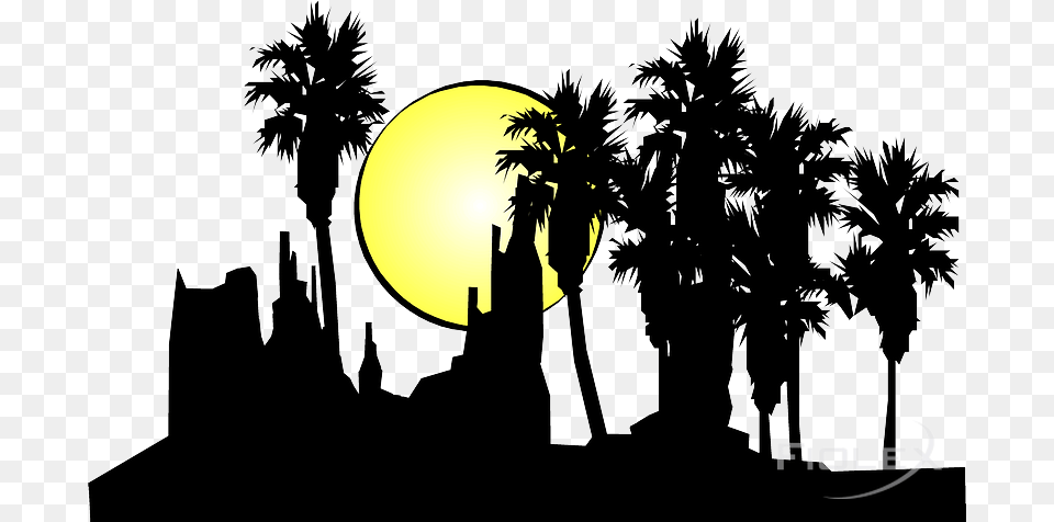 Oasis Silhouette, Palm Tree, Tree, Plant, Outdoors Png