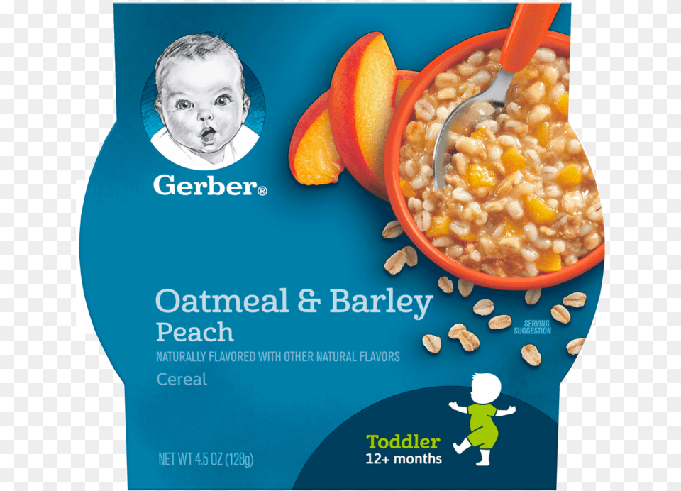 Oatmeal Amp Barley Peach Cereal Gerber Breakfast Buddies, Advertisement, Baby, Poster, Person Free Png Download