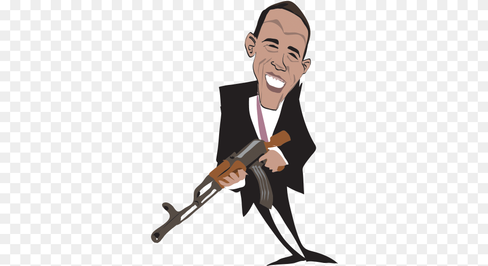 Obama Gun Facts Obama Gun Caricature, Weapon, Rifle, Firearm, Person Png