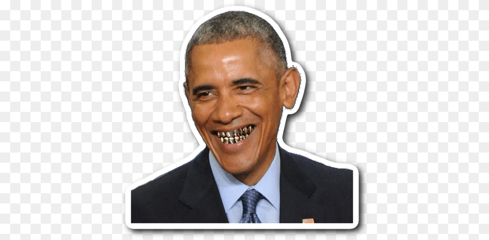 Obama Sticker, Man, Person, Mouth, Teeth Png