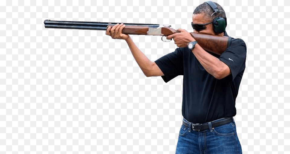 Obama With A Gun, Shotgun, Weapon, Shooting, Firearm Png