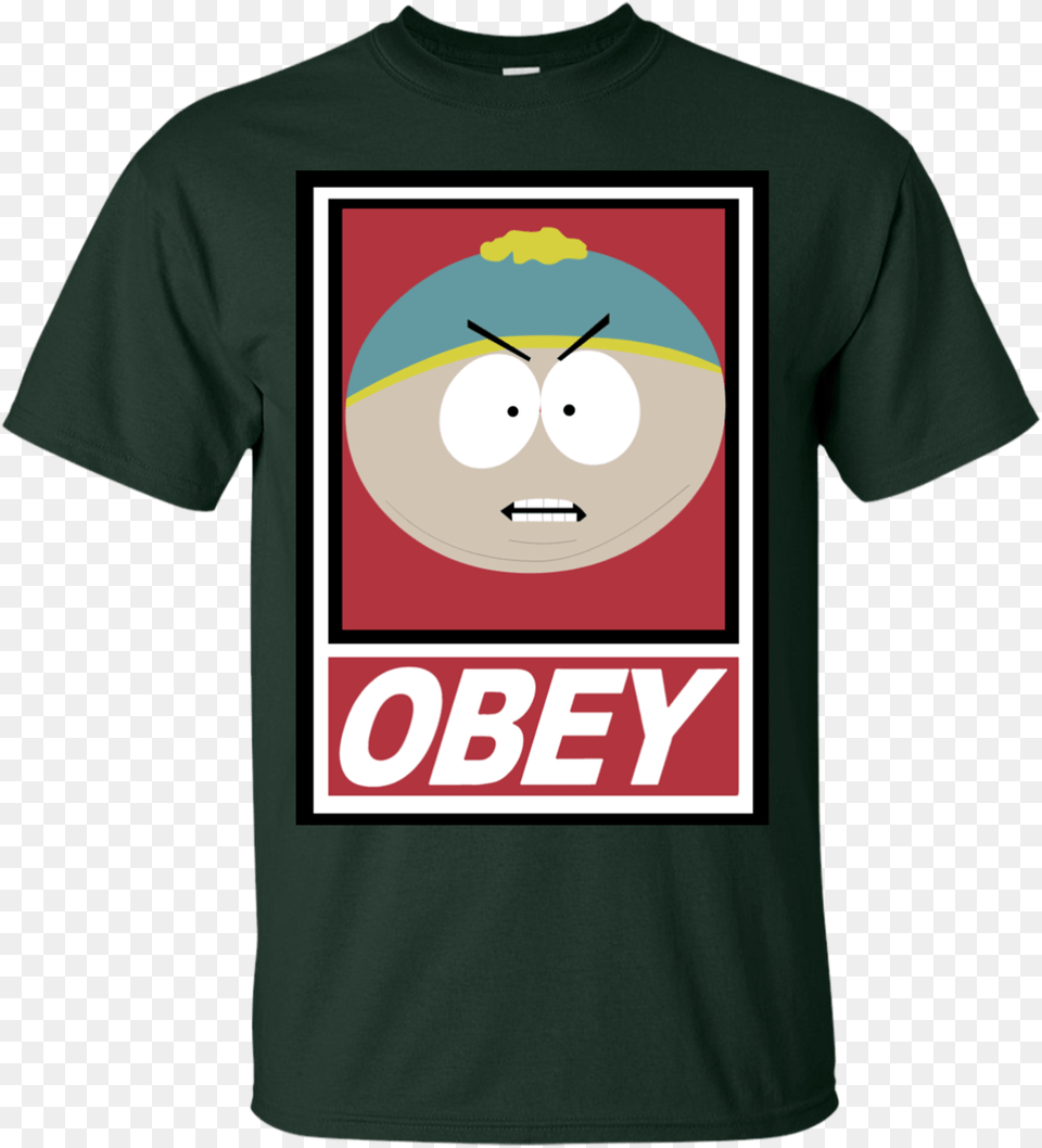 Obey South Park Cartman Funny Men39s T Shirt Cartoon, Clothing, T-shirt, Face, Head Free Transparent Png