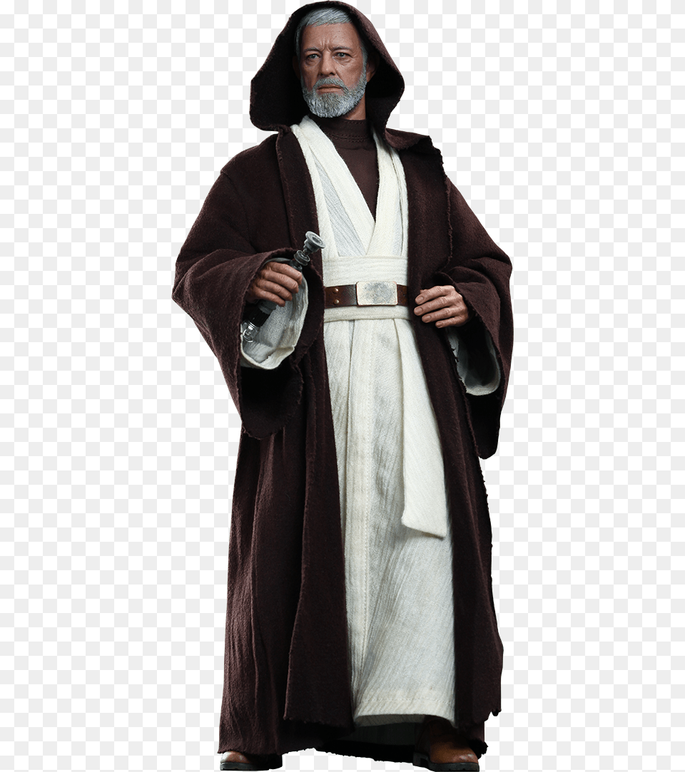Obi Wan Kenobi Action Figure Star Wars Hot Toys Deluxe Action Figure Episode Iv, Clothing, Coat, Fashion, Overcoat Free Png Download