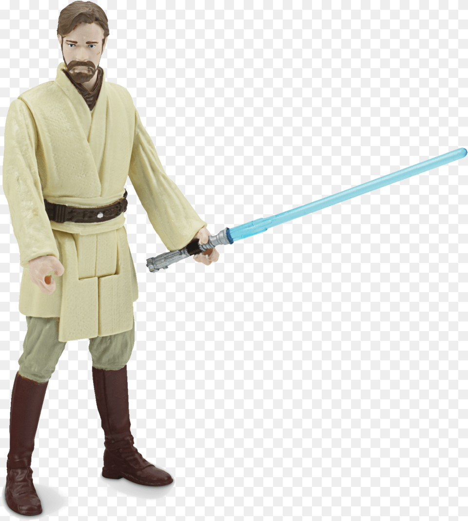 Obi Wan Star Wars Galaxy Of Adventures Figures, Weapon, Sword, Person, Man Png