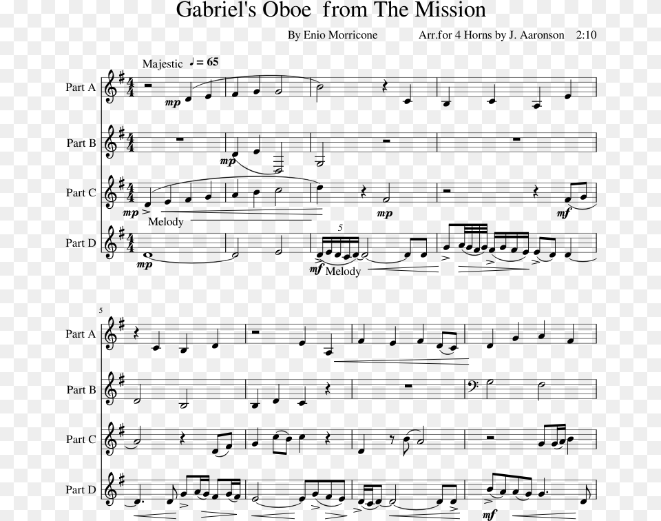 Oboe From The Mission Sheet Music Composed Music, Gray Free Png