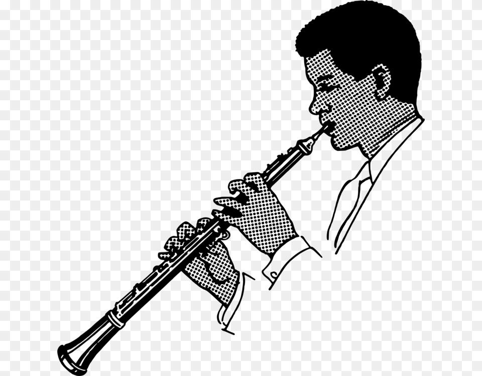 Oboe Musical Instruments Drawing Trumpet Flute, Gray Free Transparent Png