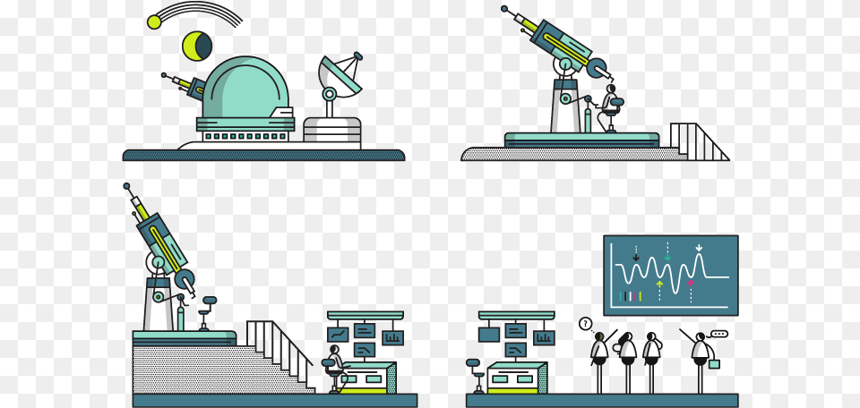 Observatory Telescope Vector Branding Retro Design Cartoon, Architecture, Building, House, Housing Free Png Download