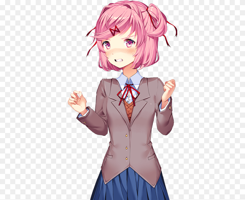 Oc Edited Mediawell Natsuki Ddlc Angry Pose, Publication, Book, Comics, Adult Png Image