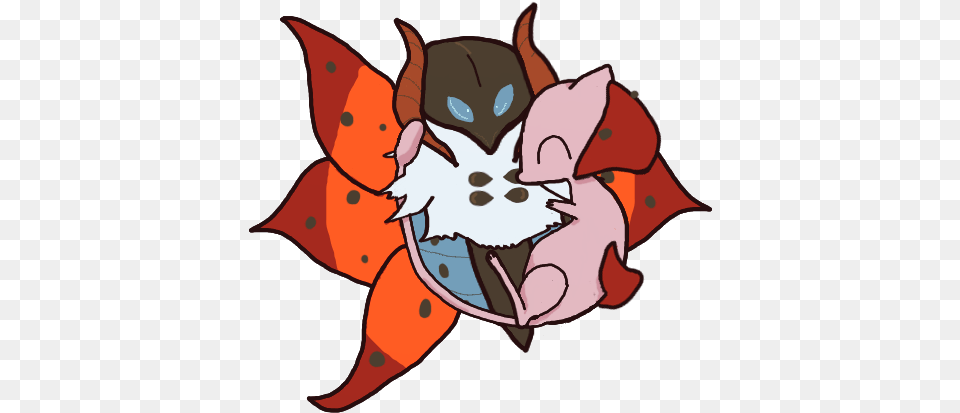 Oc Hugging Mew And Volcarona Cartoon, Leaf, Plant, Baby, Person Free Transparent Png