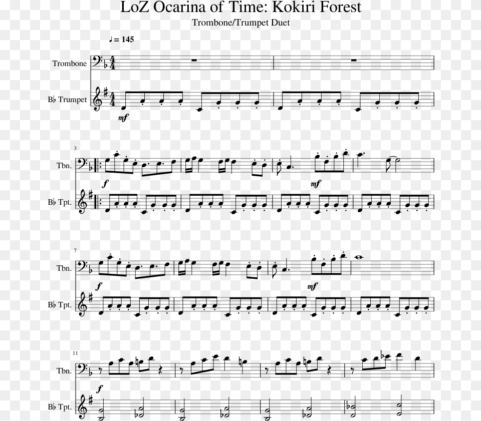 Ocarina Kokiri Forest Sheet Music, Gray Free Png