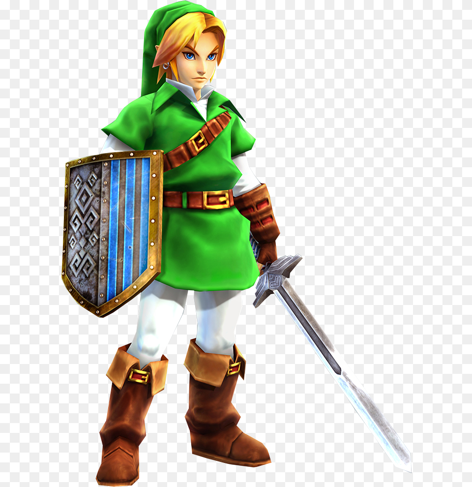 Ocarina Of Time Link Ocarina Of Time Link Hyrule Warriors, Weapon, Sword, Person, Costume Free Png