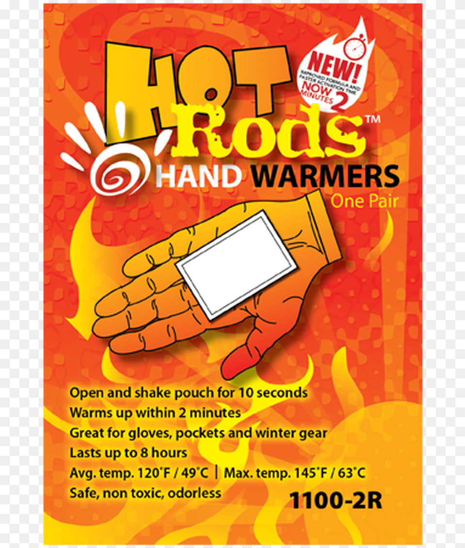 Occunomix 1100 Hot Rods Hand Warmers Available In 5 Hot Rods Hand Warmers, Advertisement, Poster, Clothing, Glove Png