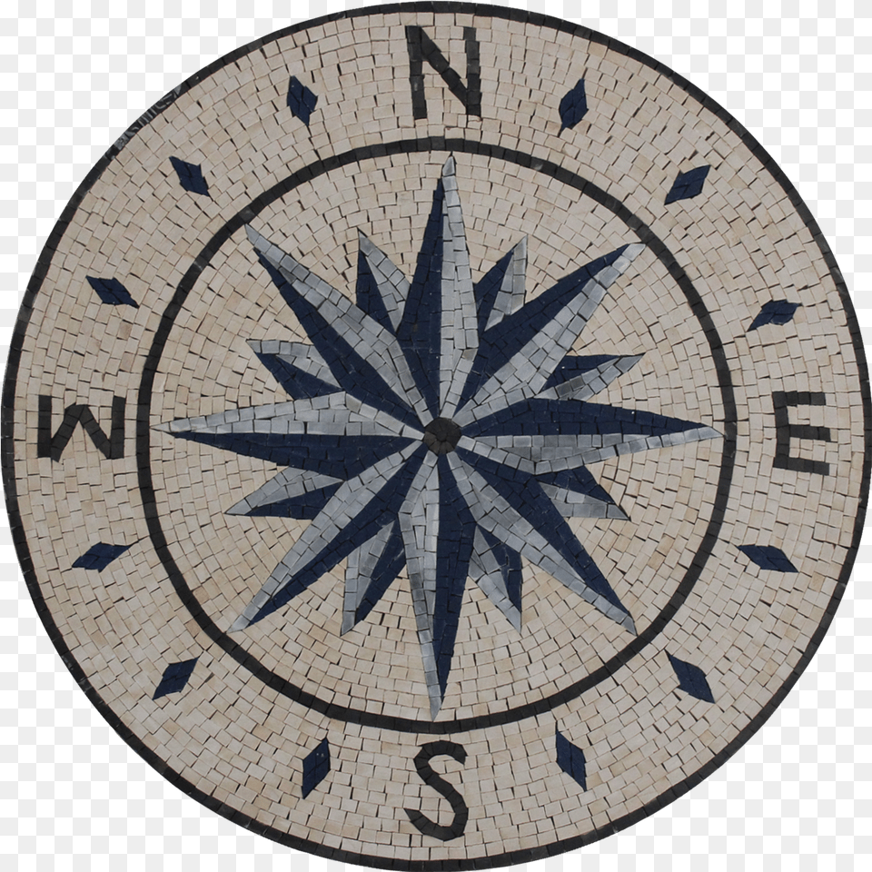 Ocean Blue Compass Nautical Star Mosaic Marble Compass Rose Mosaic Png Image