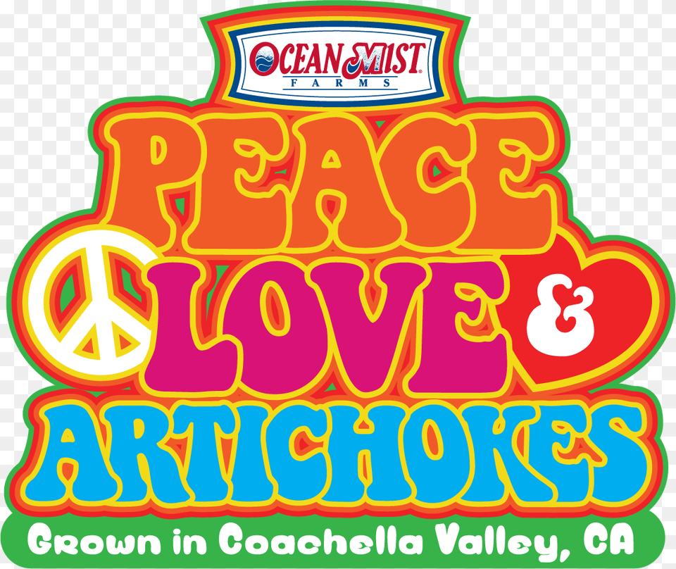 Ocean Mist Peace Love And Artichokes Sweepstakes Ocean Mist Farms, Circus, Leisure Activities, Advertisement, Food Free Png Download