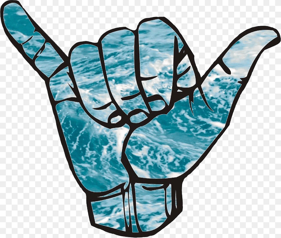 Ocean Peace Symbol Aesthetic Tumblr Outline Wave Tie Dye Shaka Sticker, Body Part, Hand, Person, Finger Free Transparent Png