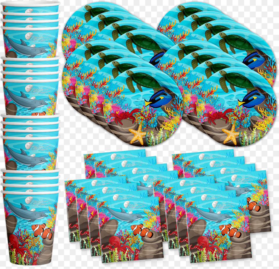 Ocean Sea Life Birthday Party Tableware Kit For 16 Birthday Galore Png