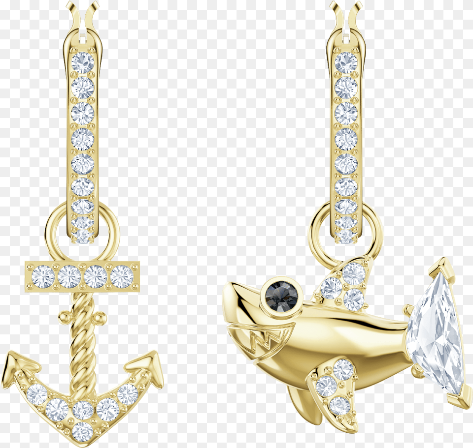 Ocean Shark Pierced Earrings White Gold Plating Swarovski Follow Your Desires, Accessories, Earring, Jewelry, Diamond Free Transparent Png