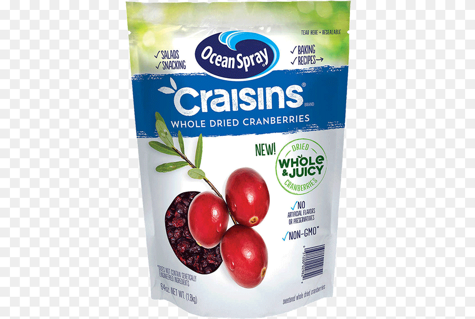 Ocean Spray Craisins Whole Dried Cranberries, Food, Fruit, Plant, Produce Free Png Download