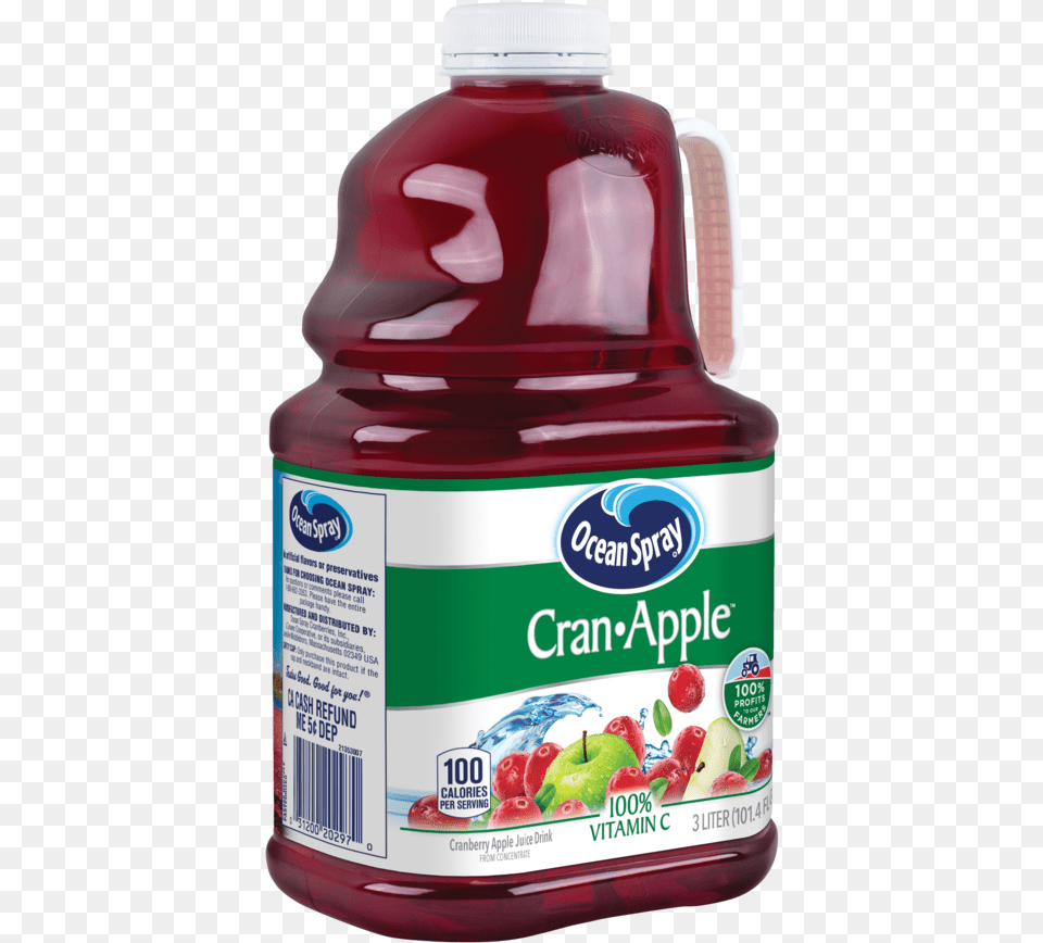 Ocean Spray Juice Cran Apple Plastic Bottle, Food, Ketchup, Beverage Png Image