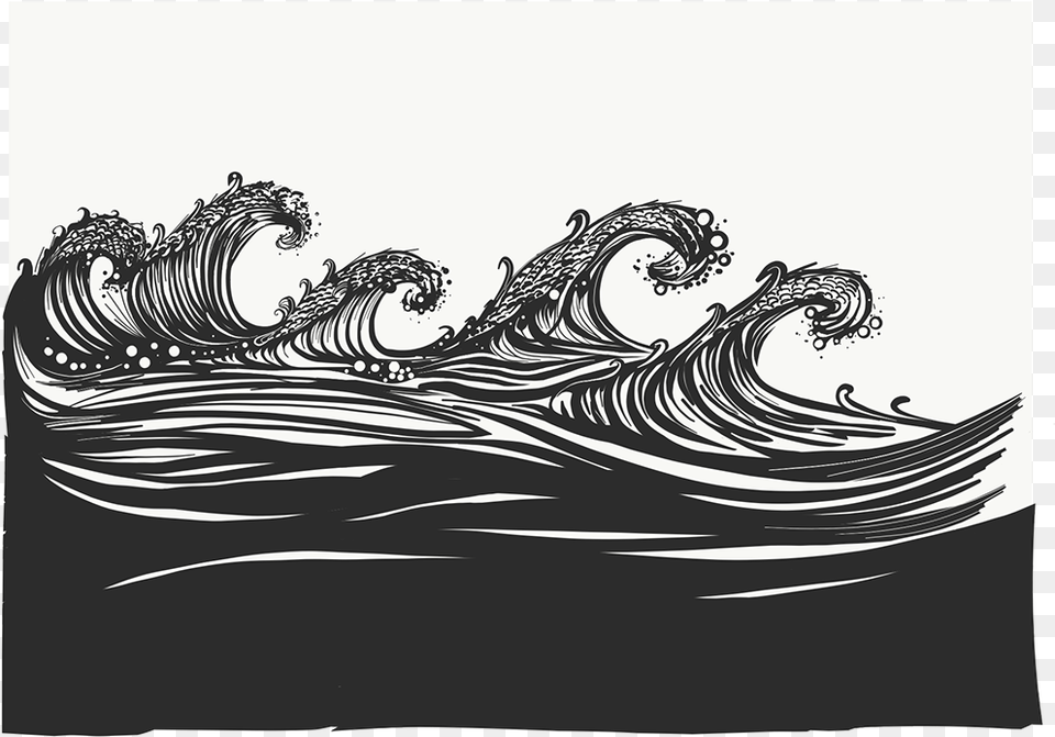 Ocean Wave Illustration For Glass Design Canoe, Art, Graphics, Floral Design, Pattern Png
