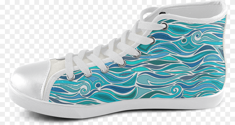 Ocean Waves Blue Abstract Doodle By Artformdesigns Tennis Shoe, Clothing, Footwear, Sneaker Png Image