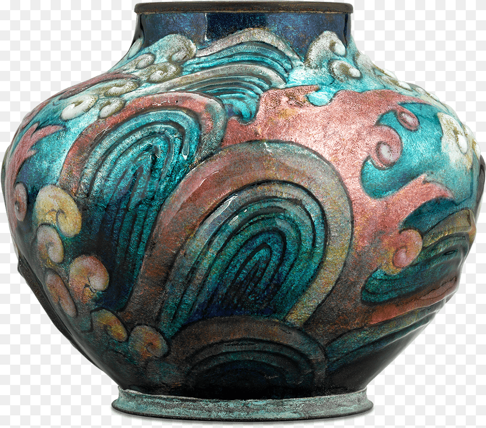Ocean Waves Vase By Camille Faur Vase, Jar, Pottery, Urn, Person Free Png Download