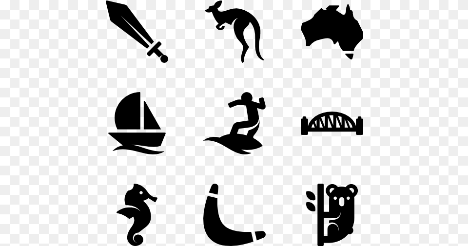 Oceania Icons, Gray Png