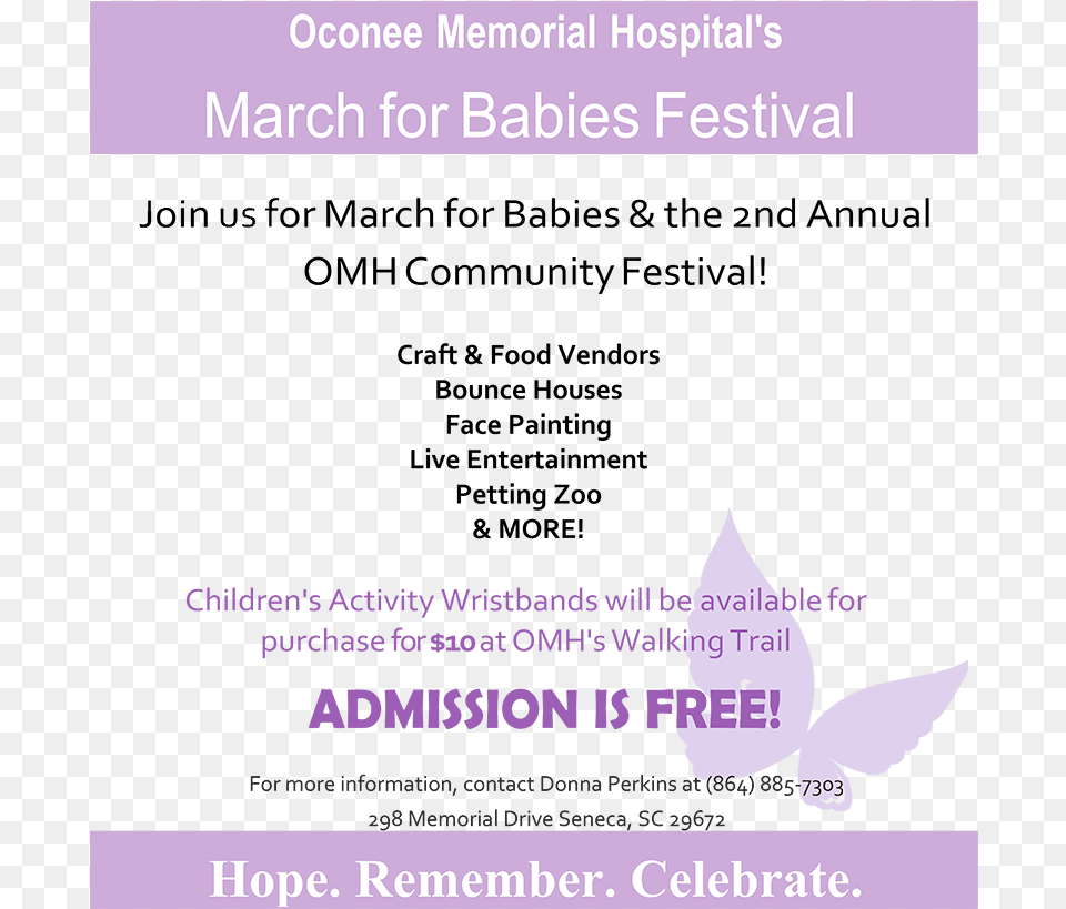 Oconee Memorial Hospital Is Hosting A March For Babies August 2011 Calendar Printable, Advertisement, Poster, Herbal, Herbs Free Png Download