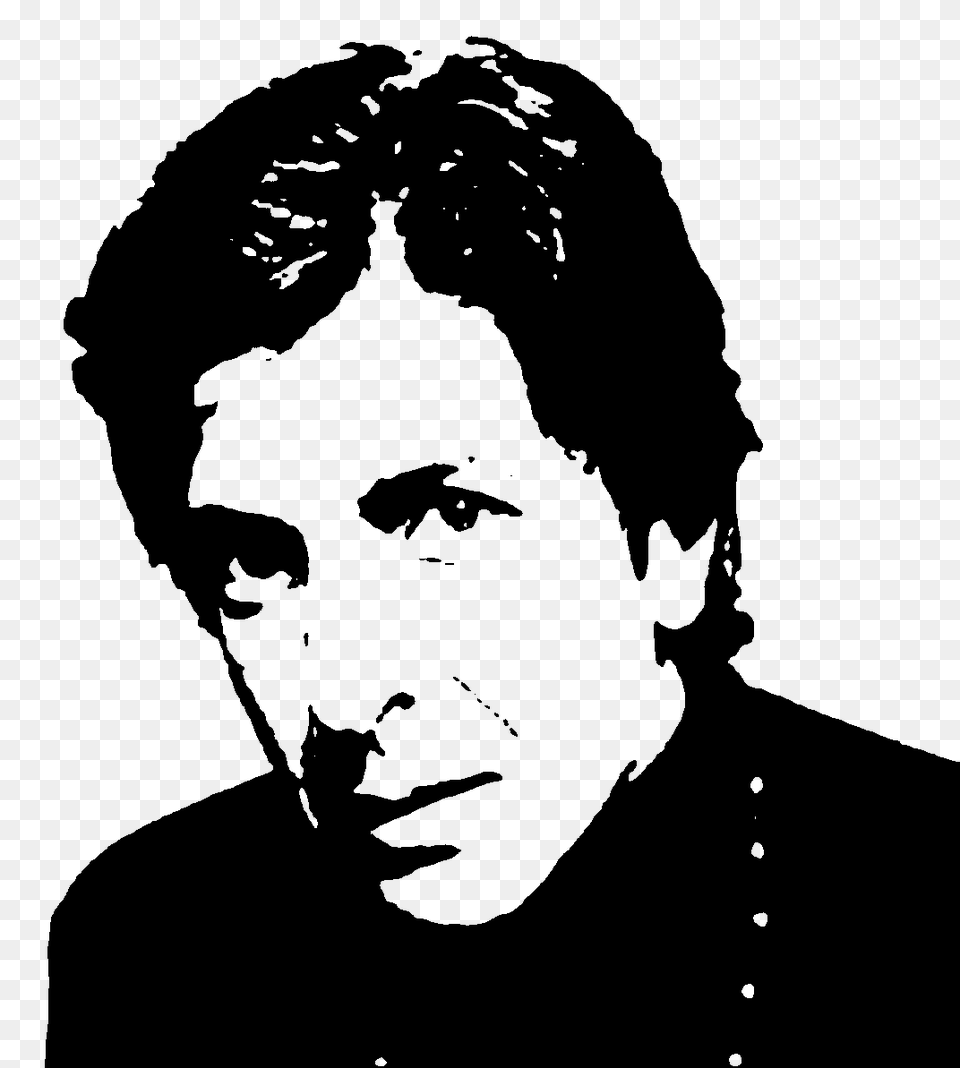 Oct 2009 Leonard Cohen Black And White Stencil, Adult, Face, Head, Male Free Transparent Png