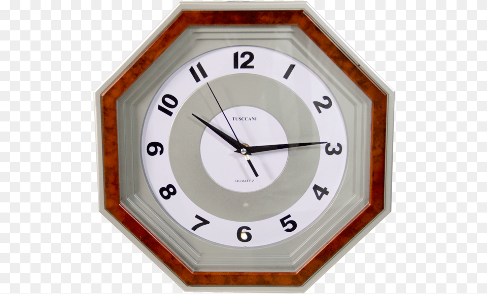 Octagon Shape Quartz Wood Finish Wall Clock Wall Clocks, Wall Clock, Analog Clock, Wristwatch Png Image