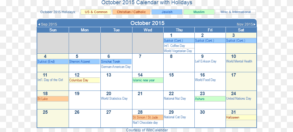 October 2015 Printable Calendar With Us Holidays Including Holidays In February 2019, Text Png Image