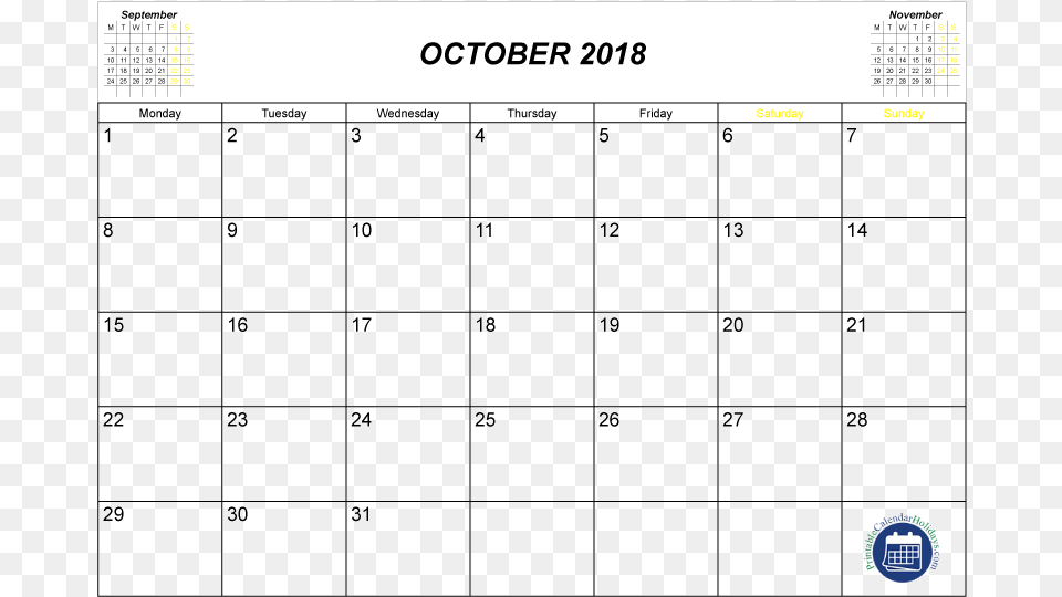 October 2018 Calendar With Holidays 2020 Black October Calendar, Text Png