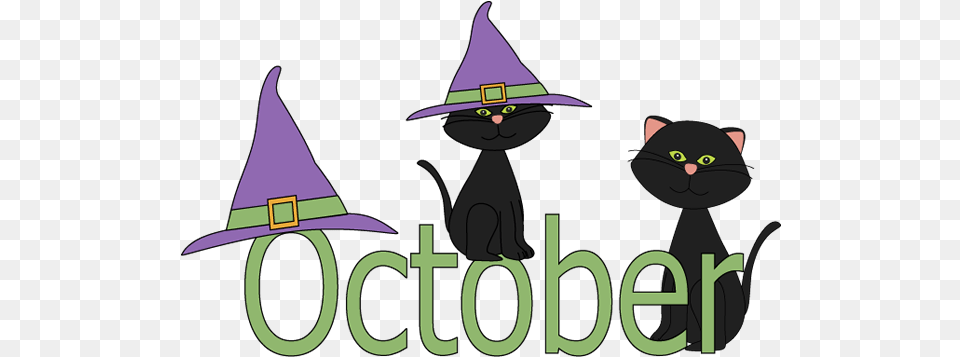 October Black Cats Clipart Downloadclipartorg Cat, Clothing, Hat, Animal, Mammal Png Image