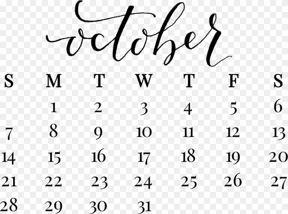 October Calendar 2019, Lighting, Gray Free Png Download