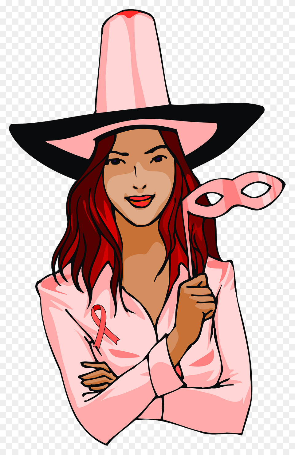 October Ribbon Witch Clipart, Clothing, Hat, Adult, Person Free Transparent Png