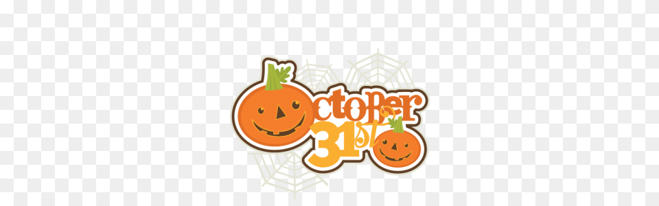 October Scrapbooking Title Halloween Cute, Food, Plant, Produce, Pumpkin Free Png Download