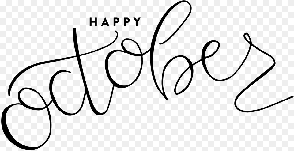 October Transparent Picture October Black And White, Handwriting, Text, Signature Free Png Download