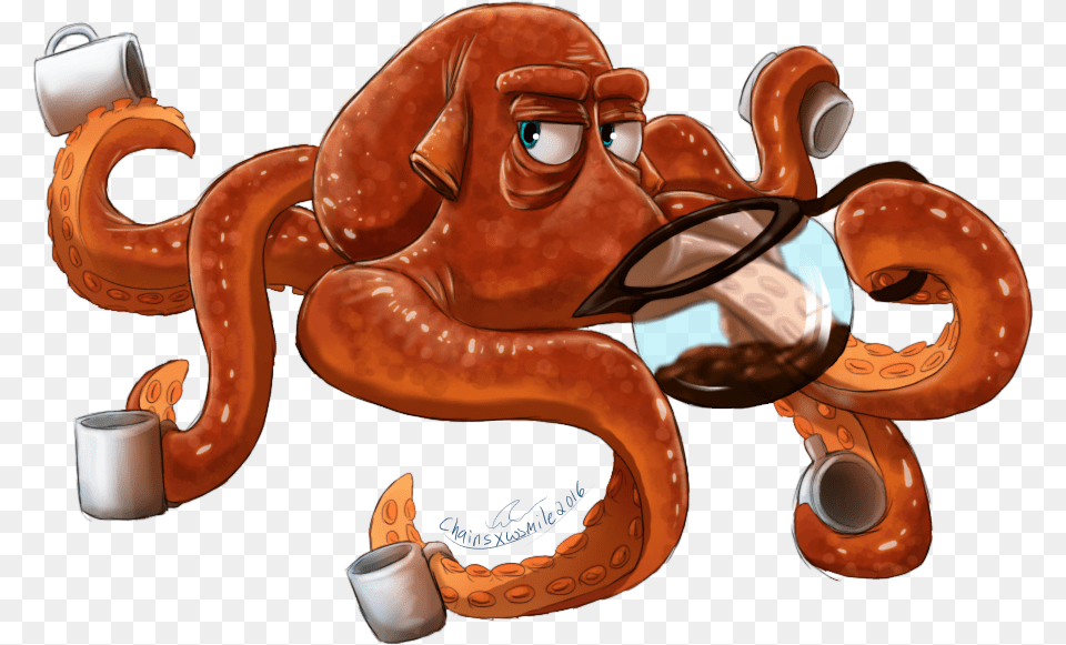 Octopus, Animal, Invertebrate, Sea Life, Cup Free Png