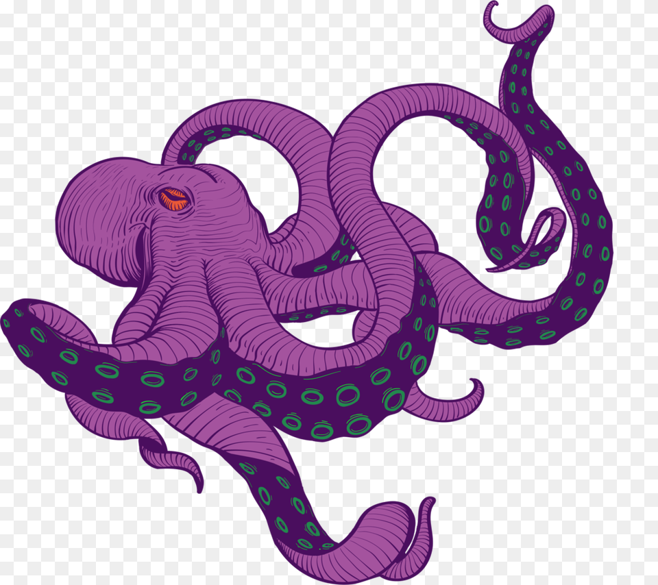 Octopus, Purple, Animal, Dinosaur, Reptile Free Png