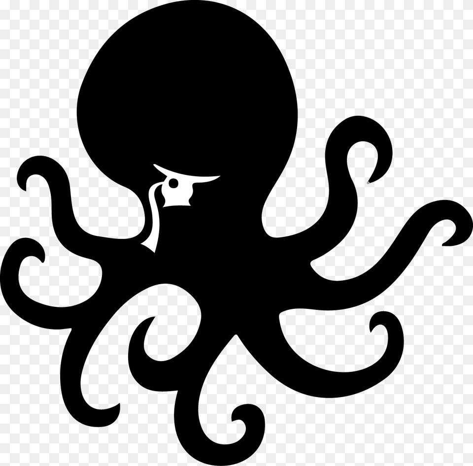 Octopus Black Octopus Logo, Silhouette, Stencil, Animal, Bear Free Png Download