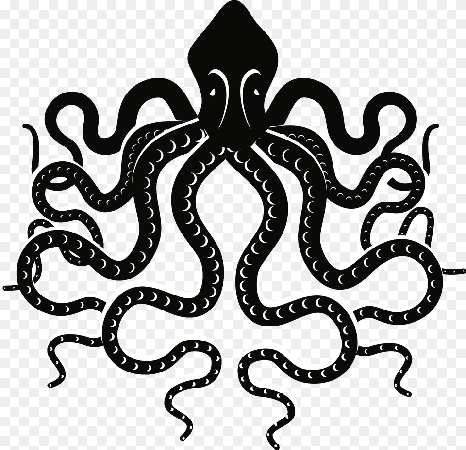 Octopus Black Swirly Legs Clipart, Animal, Reptile, Snake, King Snake Free Png