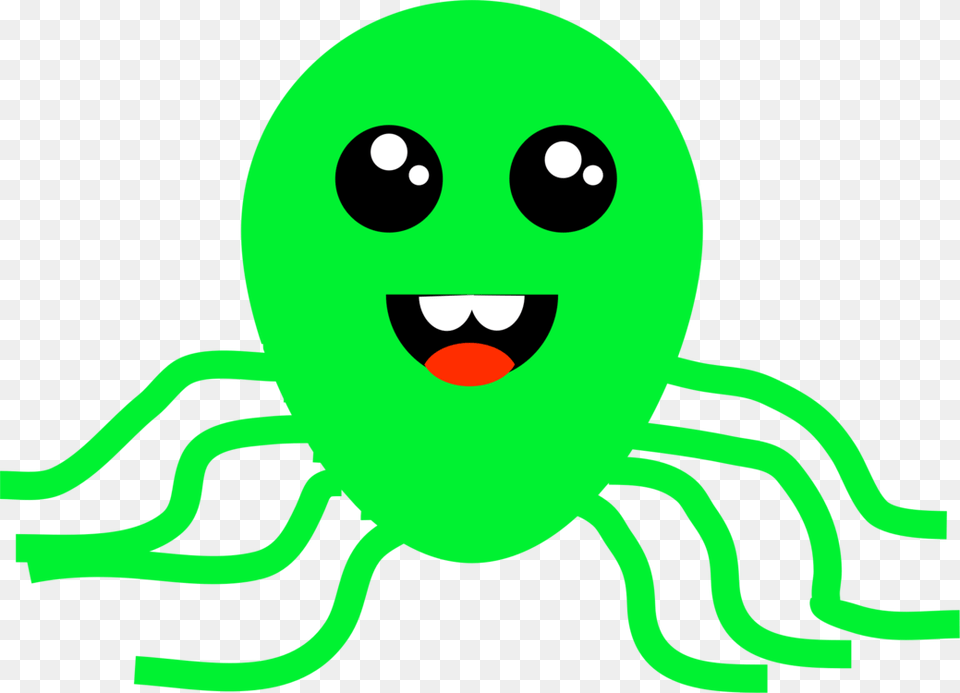 Octopus Cephalopod Squid Cartoon Taningia Danae, Green, Baby, Person, Light Png Image