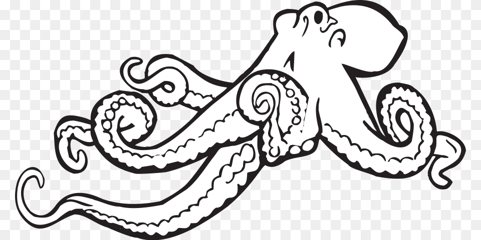 Octopus Clip Art Black And White, Animal, Sea Life, Invertebrate, Baby Png Image