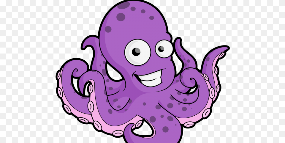 Octopus Clipart Cartoon Cartoon Octopus Transparent Background, Purple, Animal, Baby, Invertebrate Free Png