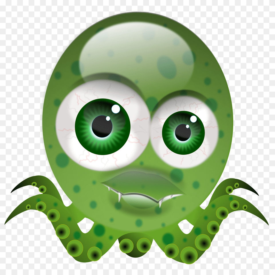 Octopus Clipart Funny, Green, Alien, Disk Png